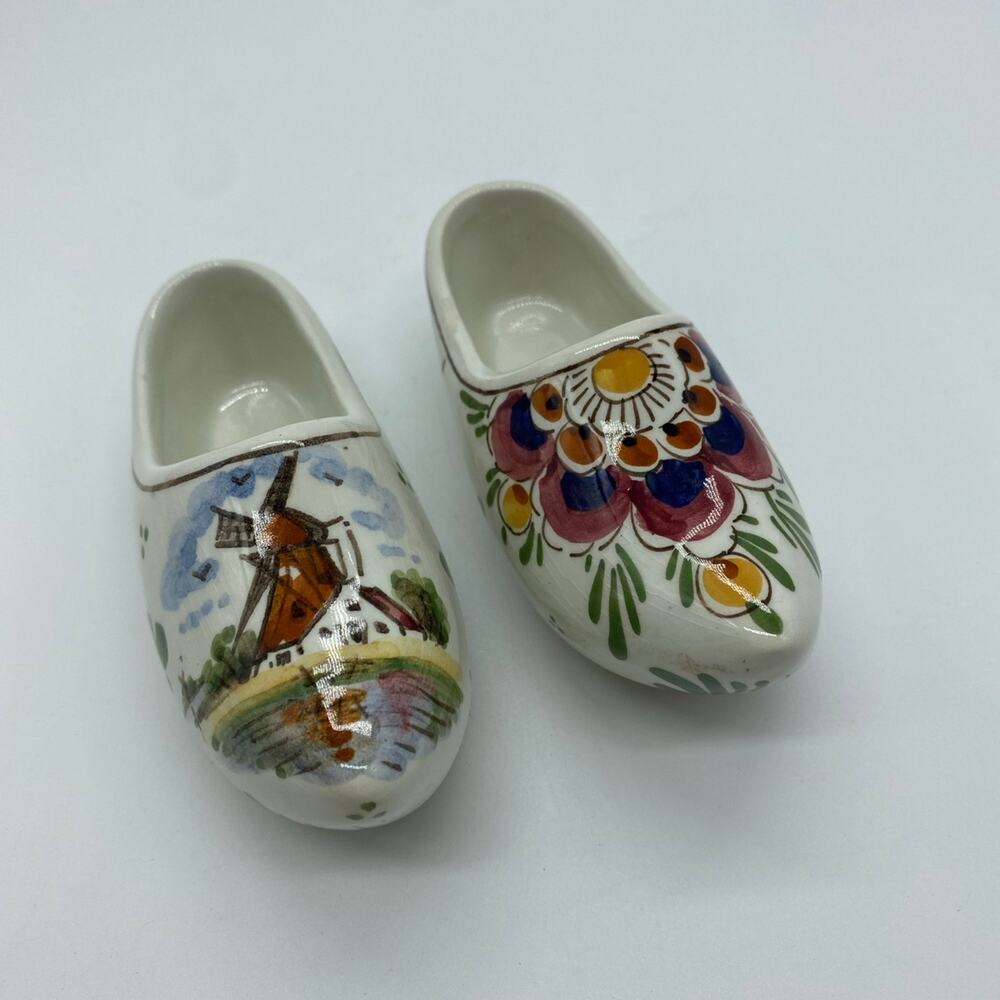 2 Hand painted porcelain shoes